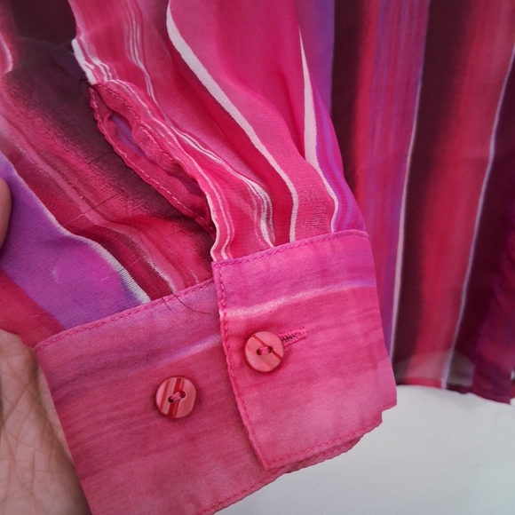🎉Avenue Vibrant Pink and Purple Button Down Shirt - Picture 4 of 11